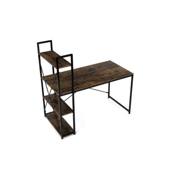 Stůl pracovní s regálem GD-520 OLW, MDF, dekor staré dřevo, černý kov - AUTRONIC Stůl pracovní s regálem GD-520 OLW, MDF, dekor staré dřevo, černý kov - AUTRONIC