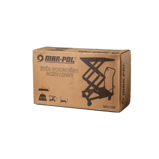 Nůžkový zvedací stůl 300 kg, zdvih 129 cm, pojízdný - MAR-POL