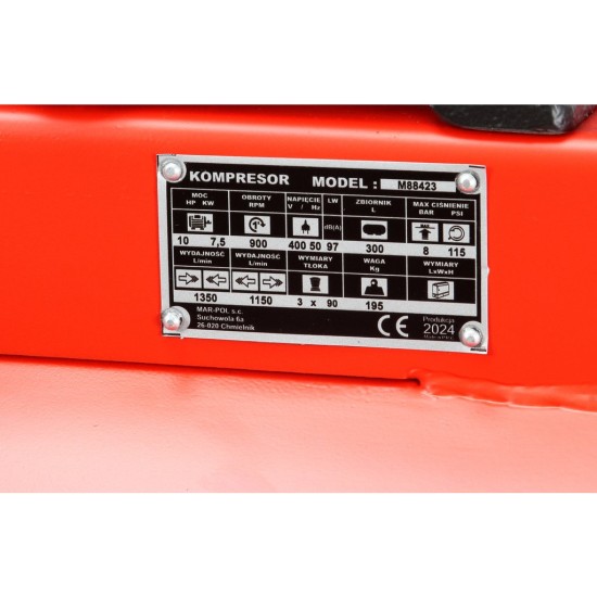 Kompresor 3V, 300 l, 7,5 kW, 400 V - MAR-POL Kompresor 3V, 300 l, 7,5 kW, 400 V - MAR-POL