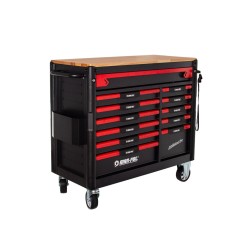 Dílenský vozík, 12 zásuvek, dřevěná deska, sada nářadí 293 ks - MAR-POL