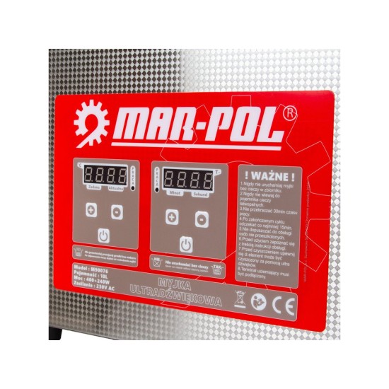 Ultrazvuková čistička 10 l, 240 W, nerez - MAR-POL