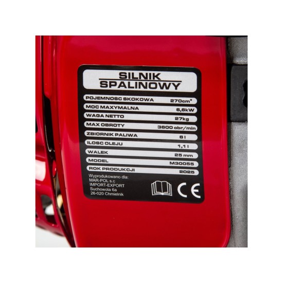 Spalovací motor 9 HP, 25 mm, pro čerpadla nebo centrály - MAR-POL Spalovací motor 9 HP, 25 mm, pro čerpadla nebo centrály - MAR-POL
