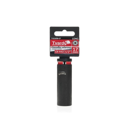 Rázová nástrčná hlavice prodloužená 1/2", 17 mm, CrMo - TVARDY