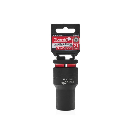 Rázová nástrčná hlavice prodloužená 3/4", 21 mm, CrMo - TVARDY