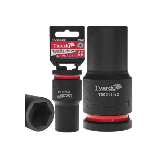 Rázová nástrčná hlavice prodloužená 3/4", 22 mm, CrMo - TVARDY