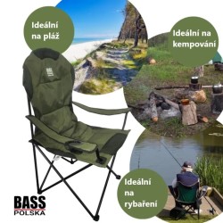 Kempingová židle skládací, zelená - BASS Kempingová židle skládací, zelená - BASS