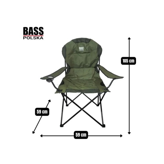Kempingová židle skládací, zelená - BASS