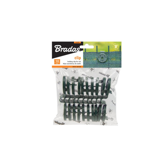 Upínací spona na sítě, tkaniny BUNGEE CORD CLIPS, zelená, balení 10 ks - BRADAS