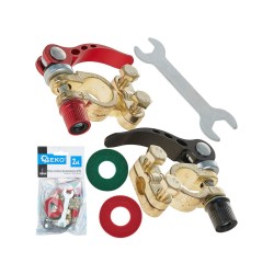 Svorky na autobaterie 6 V a 12 V, mosazné s páčkami, 2 ks - GEKO