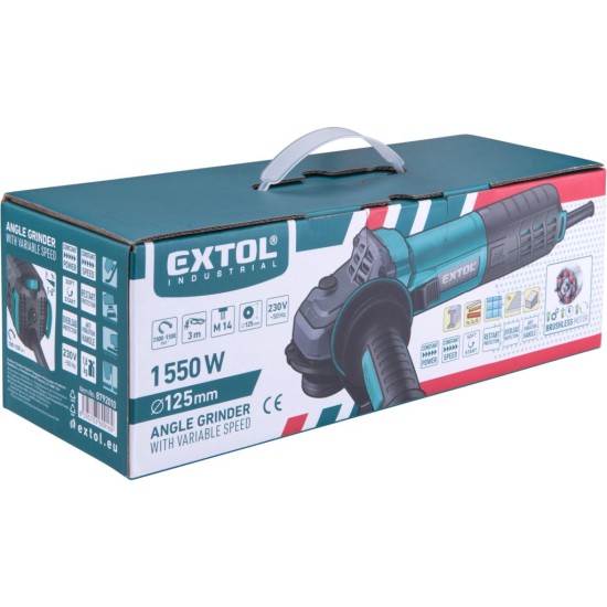 Úhlová bruska 125 mm, 1550 W, regulace otáček - EXTOL INDUSTRIAL Úhlová bruska 125 mm, 1550 W, regulace otáček - EXTOL INDUSTRIAL