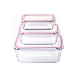 Dóza na potraviny obdélníková, borosilikátové sklo/PP, Clip, sada 3 ks - MagicHome Dóza na potraviny obdélníková, borosilikátové sklo/PP, Clip, sada 3 ks - MagicHome