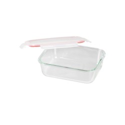 Dóza na potraviny obdélníková skleněná 1500 ml, plastové víko s Clip uzávěrem  – MagicHome Dóza na potraviny obdélníková skleněná 1500 ml, plastové víko s Clip uzávěrem  – MagicHome