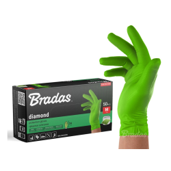 Nitrilové rukavice DIAMOND, pevné, odolné chemikáliím, 50 ks, zelené - BRADAS (Velikost: XXL (10–11))
