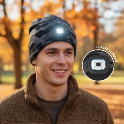 Čepice s LED světlem, USB nabíjení, maskáčová - GEKO Čepice s LED světlem, USB nabíjení, maskáčová - GEKO