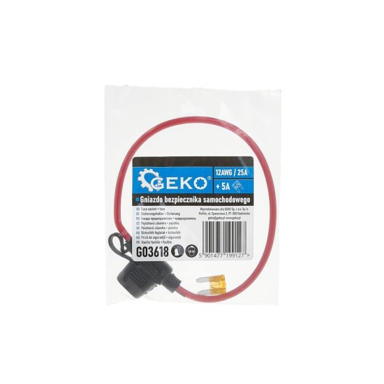 Pojistkové pouzdro pro mini autopojistku 25 A, s mini pojistkou 5 A – GEKO Pojistkové pouzdro pro mini autopojistku 25 A, s mini pojistkou 5 A – GEKO