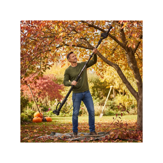 Aku nůžky na větve, sada 2x baterie 21 V / 2,0 Ah a teleskopická násada 125–245 cm - JOHN GARDENER