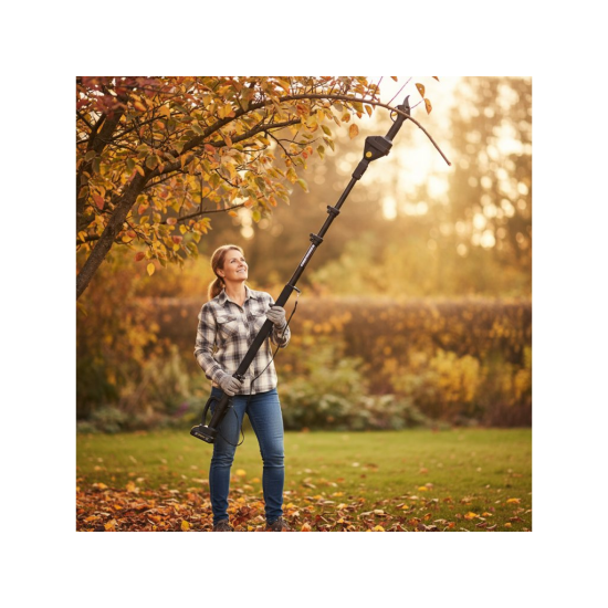 Aku nůžky na větve, sada 2x baterie 21 V / 2,0 Ah a teleskopická násada 125–245 cm - JOHN GARDENER