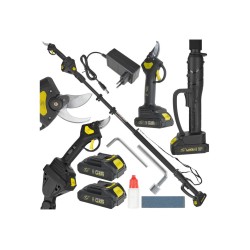 Aku nůžky na větve, sada 2x baterie 21 V / 2,0 Ah a teleskopická násada 125–245 cm - JOHN GARDENER