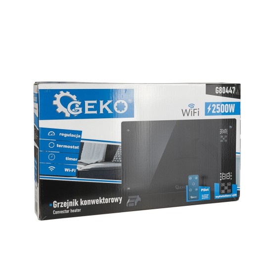 Konvektor skleněný 2500 W s LCD, Wi-Fi a dálkovým ovládáním - GEKO Konvektor skleněný 2500 W s LCD, Wi-Fi a dálkovým ovládáním - GEKO