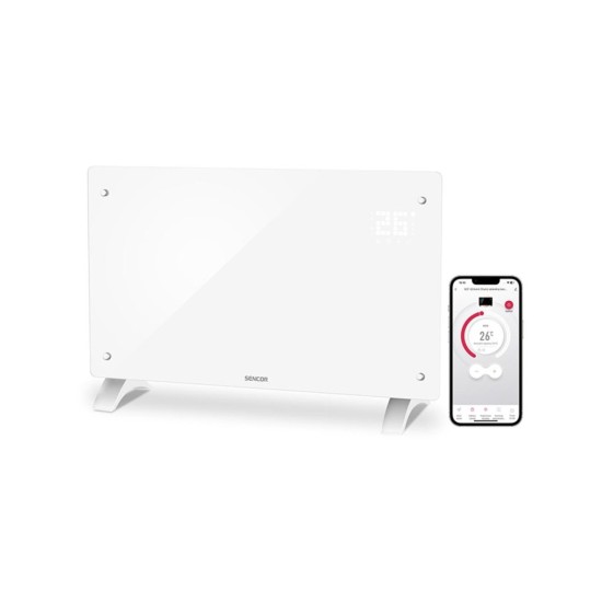Konvektor skleněný SCF 4240WH s displejem, Wi-Fi a dálkovým ovládáním - SENCOR Konvektor skleněný SCF 4240WH s displejem, Wi-Fi a dálkovým ovládáním - SENCOR