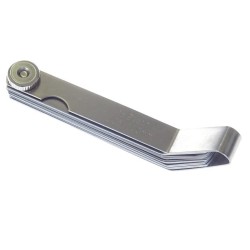 Spárové měrky 0,05–1,0 mm, 16 listů, zahnuté – QUATROS Spárové měrky 0,05–1,0 mm, 16 listů, zahnuté – QUATROS