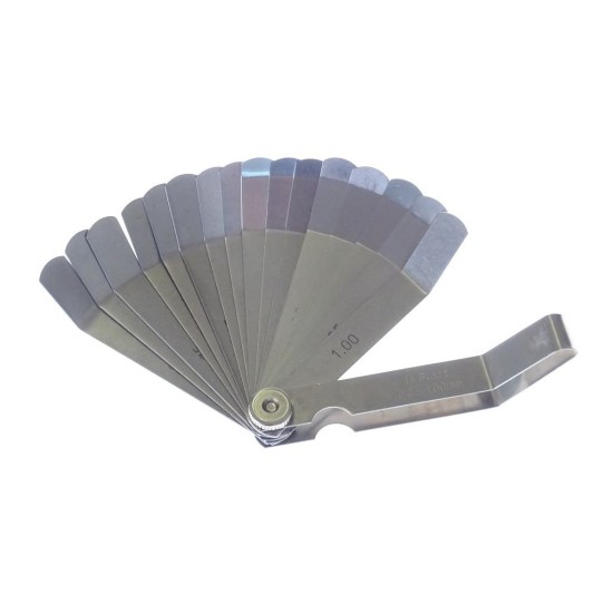 Spárové měrky 0,05–1,0 mm, 16 listů, zahnuté – QUATROS