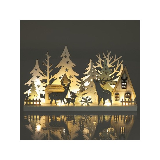 Vánoční dekorace zimní les 33 cm 15 LED RXL 466 – RETLUX Vánoční dekorace zimní les 33 cm 15 LED RXL 466 – RETLUX