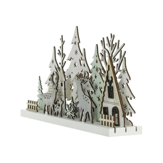 Vánoční dekorace zimní les 33 cm 15 LED RXL 466 – RETLUX Vánoční dekorace zimní les 33 cm 15 LED RXL 466 – RETLUX