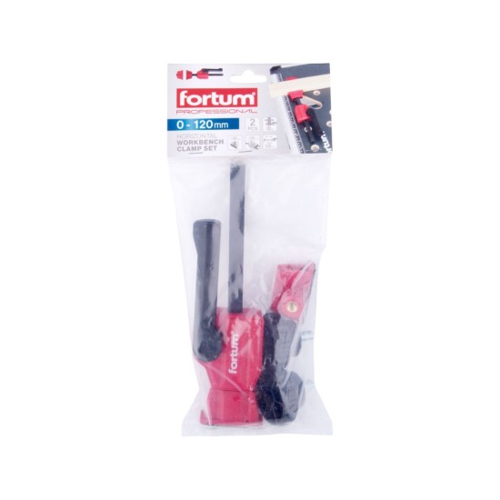 Svěrka horizontální přítlačná pro pracovní stoly s otvory Ø20 mm, 0–120 mm - FORTUM