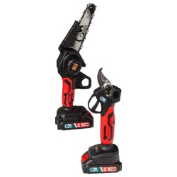 Aku nůžky na větve + jednoruční aku pila + 2× baterie 2500 mAh - CATA