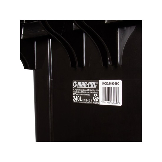 Popelnice 240 l, plastová černá - MAR-POL