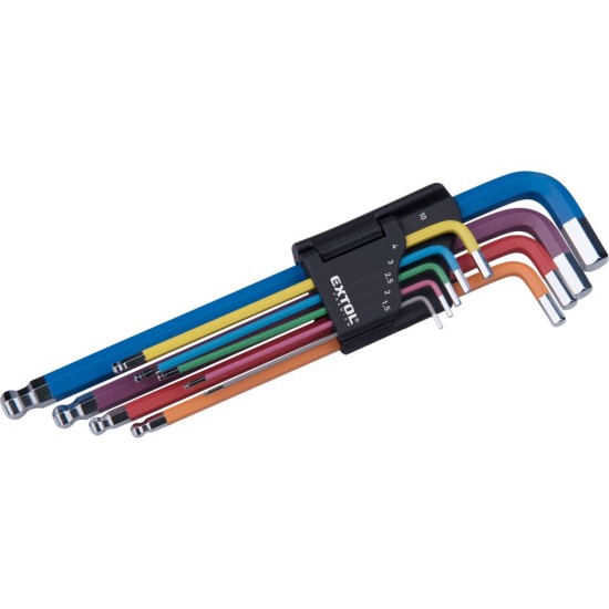 L-klíče IMBUS prodloužené s kuličkou 1,5–10 mm sada 9 ks - EXTOL PREMIUM L-klíče IMBUS prodloužené s kuličkou 1,5–10 mm sada 9 ks - EXTOL PREMIUM