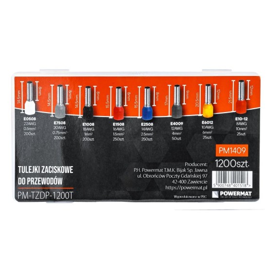 Kabelové lisovací dutinky 1200 ks - POWERMAT