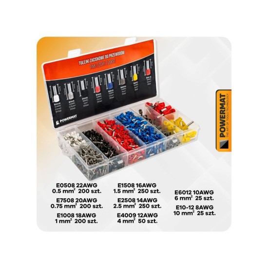 Kabelové lisovací dutinky 1200 ks - POWERMAT