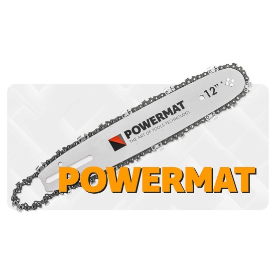 Vodící lišta pro řetězové pily 12" + 2 řetězy 3/8" 1,3 mm 45z - POWERMAT Vodící lišta pro řetězové pily 12" + 2 řetězy 3/8" 1,3 mm 45z - POWERMAT