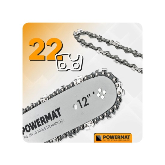 Vodící lišta pro řetězové pily 12" + 2 řetězy 3/8" 1,3 mm 45z - POWERMAT Vodící lišta pro řetězové pily 12" + 2 řetězy 3/8" 1,3 mm 45z - POWERMAT