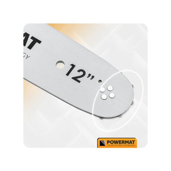Vodící lišta pro řetězové pily 12" + 2 řetězy 3/8" 1,3 mm 45z - POWERMAT Vodící lišta pro řetězové pily 12" + 2 řetězy 3/8" 1,3 mm 45z - POWERMAT