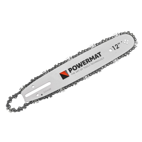 Vodící lišta pro řetězové pily 12" + 2 řetězy 3/8" 1,3 mm 45z - POWERMAT Vodící lišta pro řetězové pily 12" + 2 řetězy 3/8" 1,3 mm 45z - POWERMAT