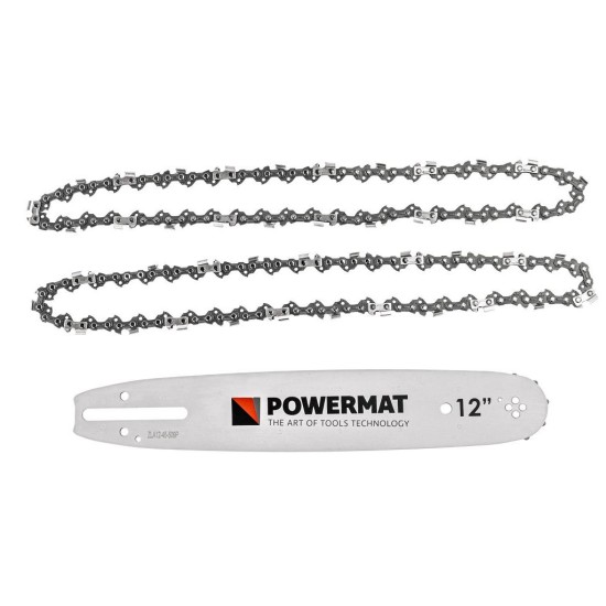 Vodící lišta pro řetězové pily 12" + 2 řetězy 3/8" 1,3 mm 45z - POWERMAT Vodící lišta pro řetězové pily 12" + 2 řetězy 3/8" 1,3 mm 45z - POWERMAT