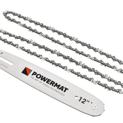 Vodící lišta pro řetězové pily 12" + 2 řetězy 3/8" 1,3 mm 45z - POWERMAT