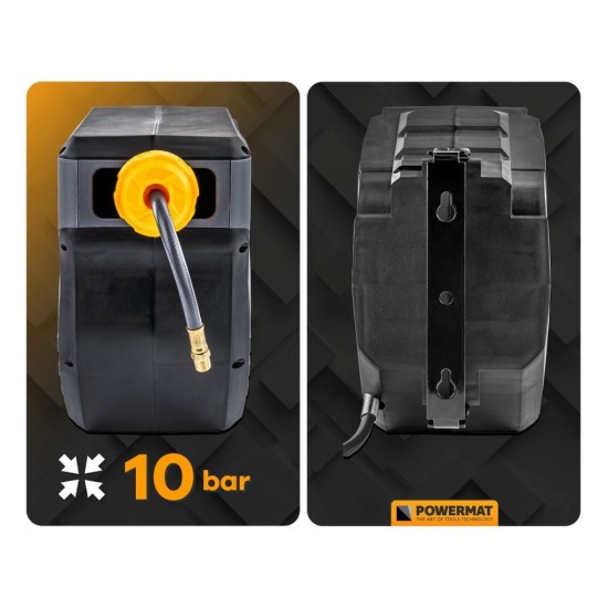 Samonavíjecí buben s pneumatickou hadicí 8×12 mm, 20 m - POWERMAT Samonavíjecí buben s pneumatickou hadicí 8×12 mm, 20 m - POWERMAT