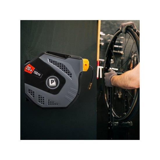 Samonavíjecí buben s pneumatickou hadicí 8×12 mm, 20 m - POWERMAT Samonavíjecí buben s pneumatickou hadicí 8×12 mm, 20 m - POWERMAT