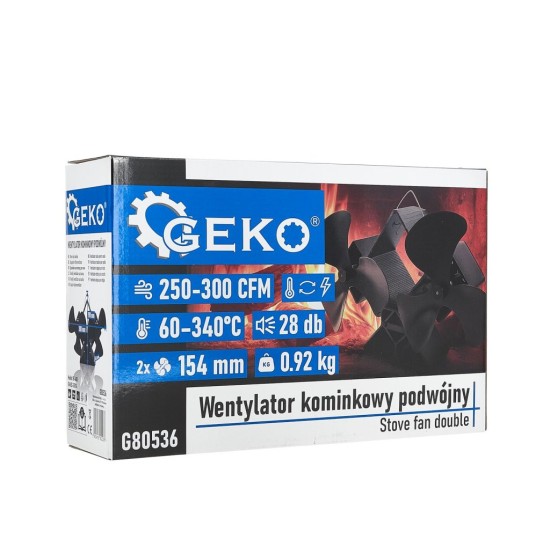 Krbový ventilátor stojanový, dvouhlavý - GEKO Krbový ventilátor stojanový, dvouhlavý - GEKO
