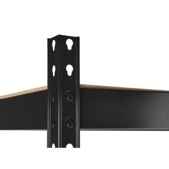Regál policový 180×40×120 cm, 280 kg, kovový vyztužený, černý - GEKO Regál policový 180×40×120 cm, 280 kg, kovový vyztužený, černý - GEKO