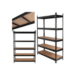 Regál policový 180×40×120 cm, 280 kg, kovový vyztužený, černý - GEKO