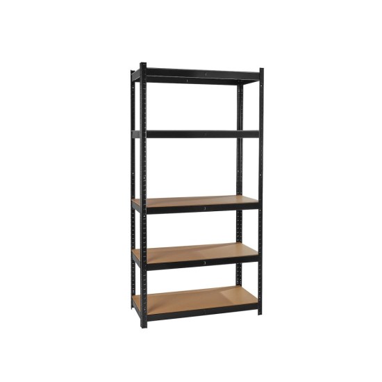 Regál policový 180×40×90 cm, 265 kg, kovový vyztužený, černý - GEKO
