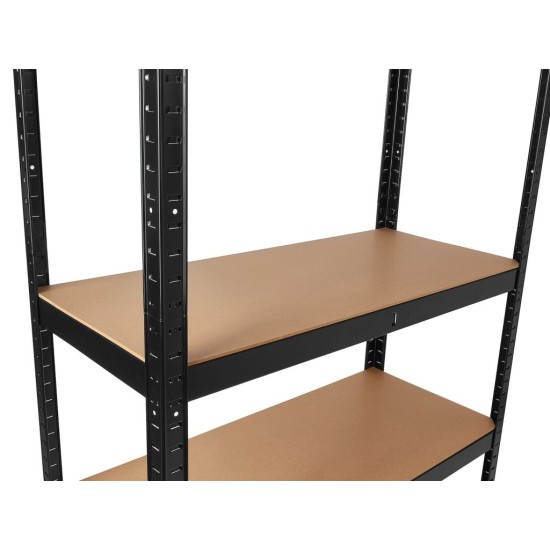 Regál policový 180×40×90 cm, 265 kg, kovový vyztužený, černý - GEKO