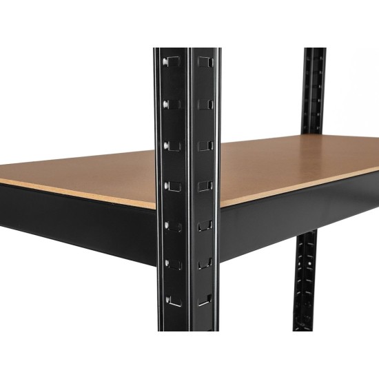 Regál policový 180×40×90 cm, 265 kg, kovový vyztužený, černý - GEKO