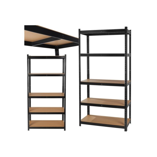 Regál policový 180×40×90 cm, 265 kg, kovový vyztužený, černý - GEKO