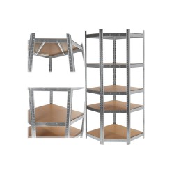 Regál policový rohový 180×40×70 cm, 175 kg, kovový - GEKO